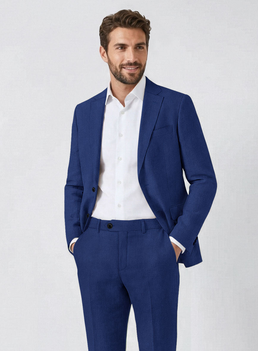Solbiati Art Du Lin Cobalt Blue Linen Suit - StudioSuits