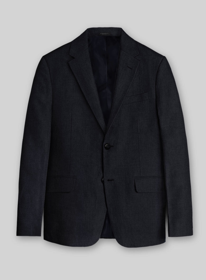 Solbiati Art Du Lin Dark Blue Linen Jacket - StudioSuits