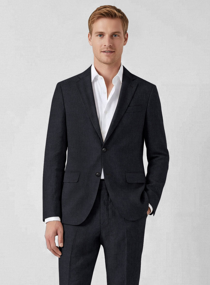 Solbiati Art Du Lin Dark Blue Linen Jacket - StudioSuits