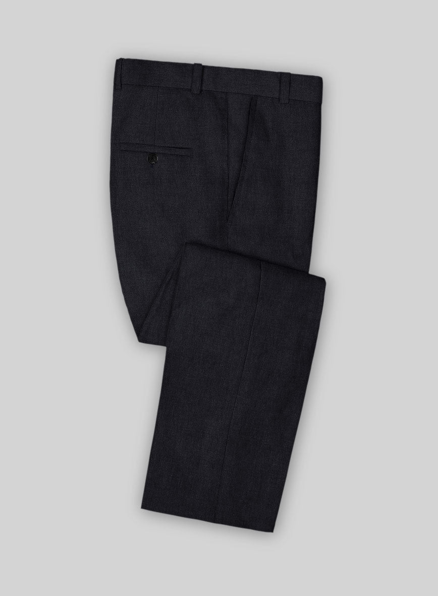 Solbiati Art Du Lin Dark Blue Linen Pants - StudioSuits