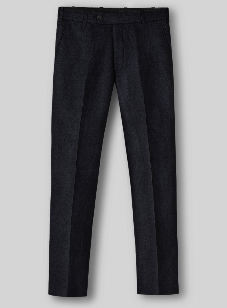 Solbiati Art Du Lin Dark Blue Linen Pants - StudioSuits