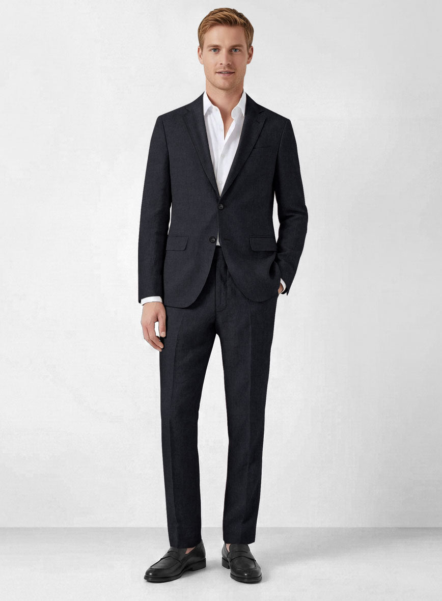Solbiati Art Du Lin Dark Blue Linen Suit - StudioSuits