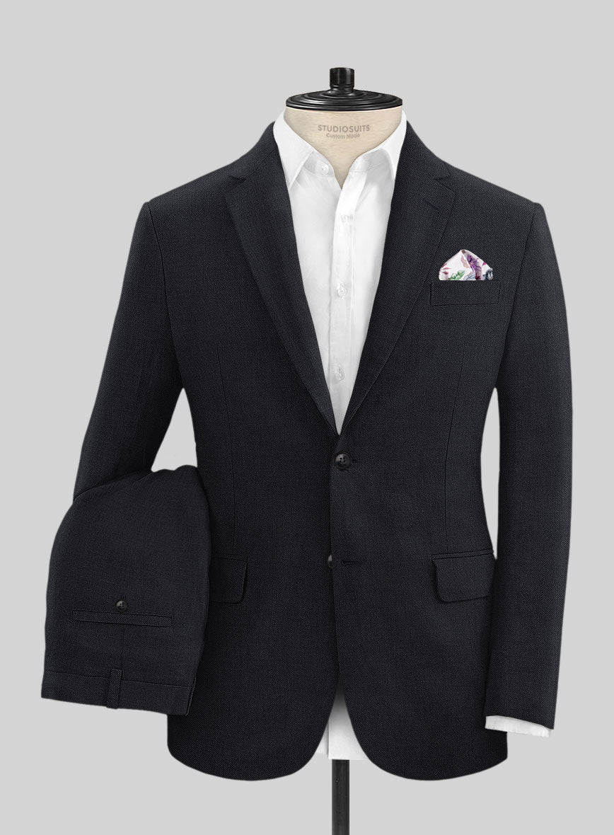 Solbiati Art Du Lin Dark Blue Linen Suit - StudioSuits