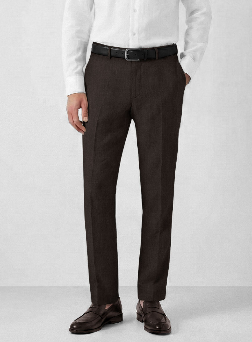 Solbiati Art Du Lin Dark Brown Linen Pants - StudioSuits