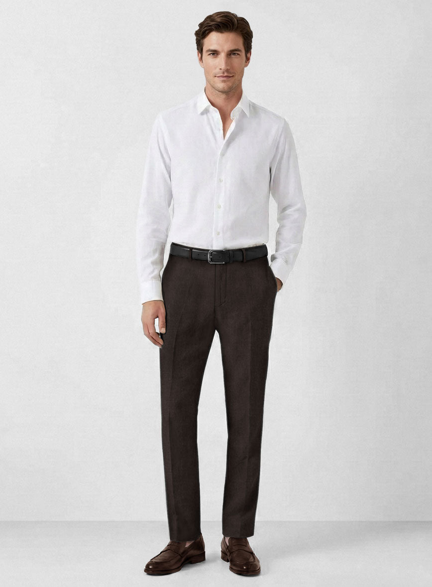 Solbiati Art Du Lin Dark Brown Linen Pants - StudioSuits