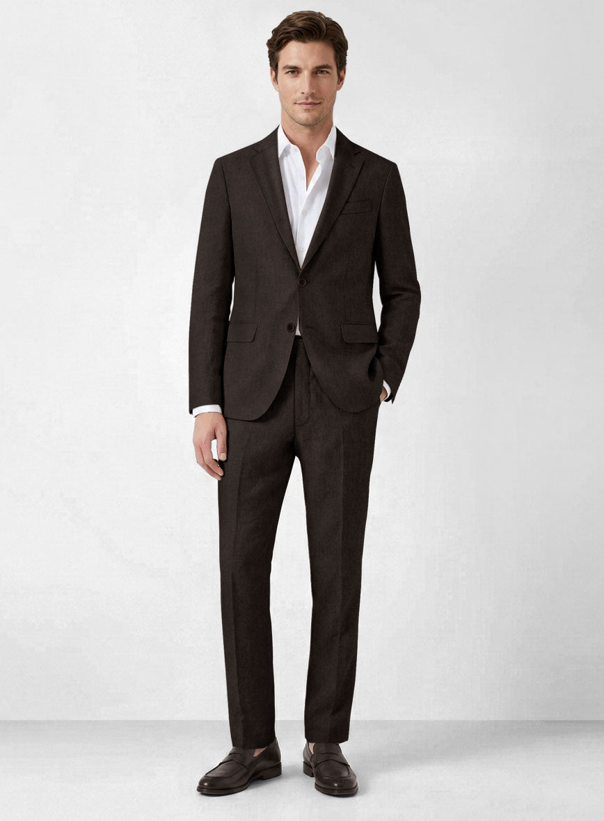 Solbiati Art Du Lin Dark Brown Linen Suit - StudioSuits
