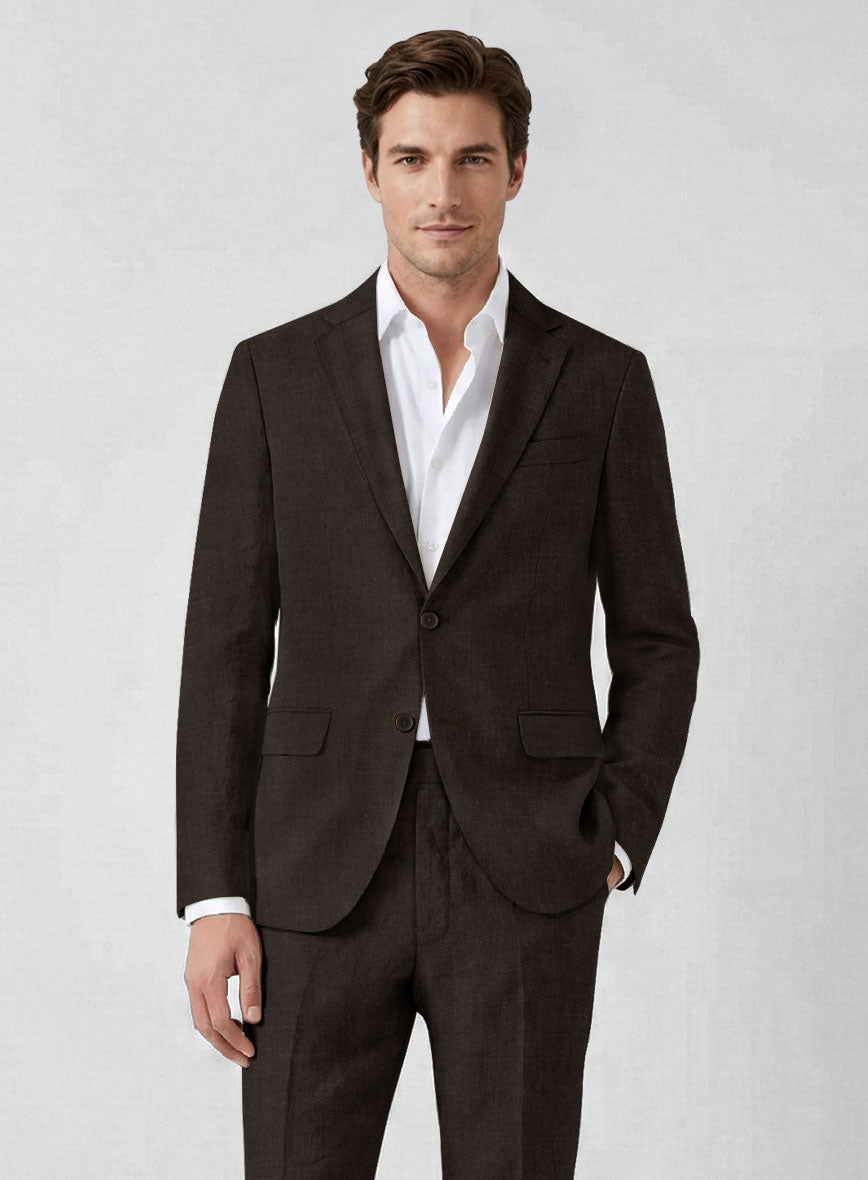 Solbiati Art Du Lin Dark Brown Linen Jacket - StudioSuits