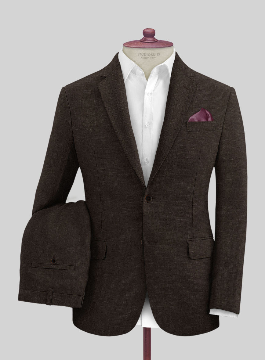 Solbiati Art Du Lin Dark Brown Linen Suit - StudioSuits
