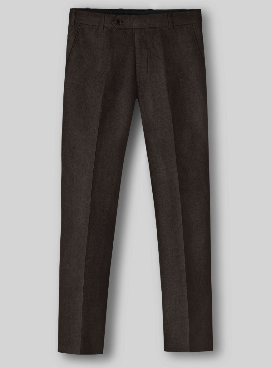 Solbiati Art Du Lin Dark Brown Linen Pants - StudioSuits