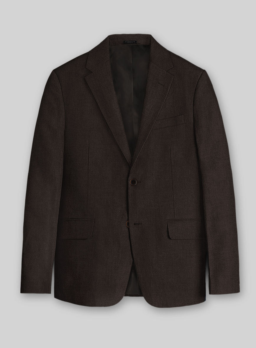 Solbiati Art Du Lin Dark Brown Linen Jacket - StudioSuits