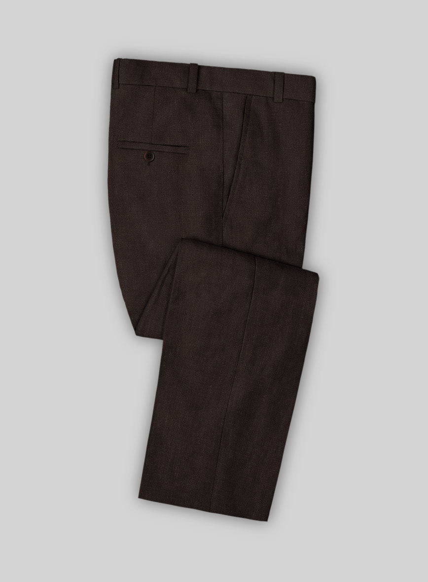 Solbiati Art Du Lin Dark Brown Linen Pants - StudioSuits