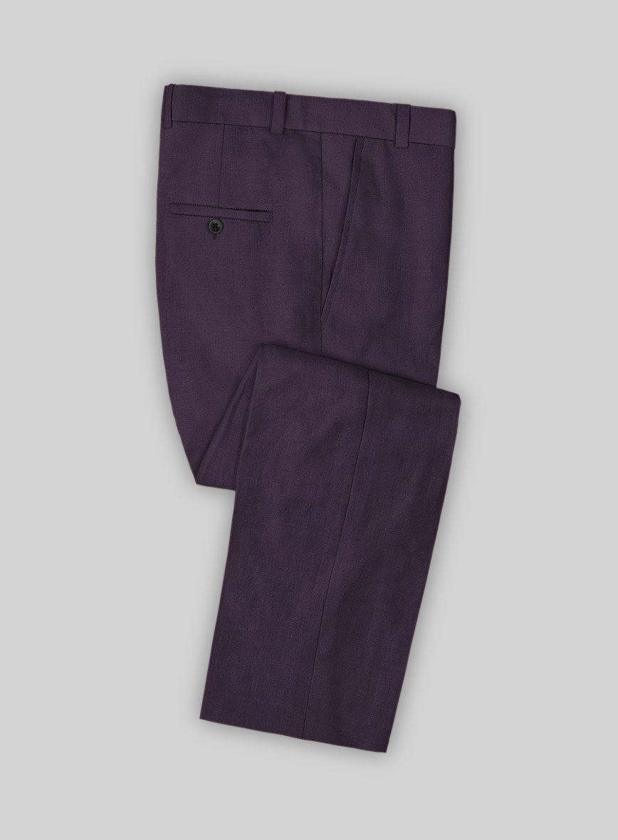 Solbiati Art Du Lin Dark Lavender Linen Pants - StudioSuits