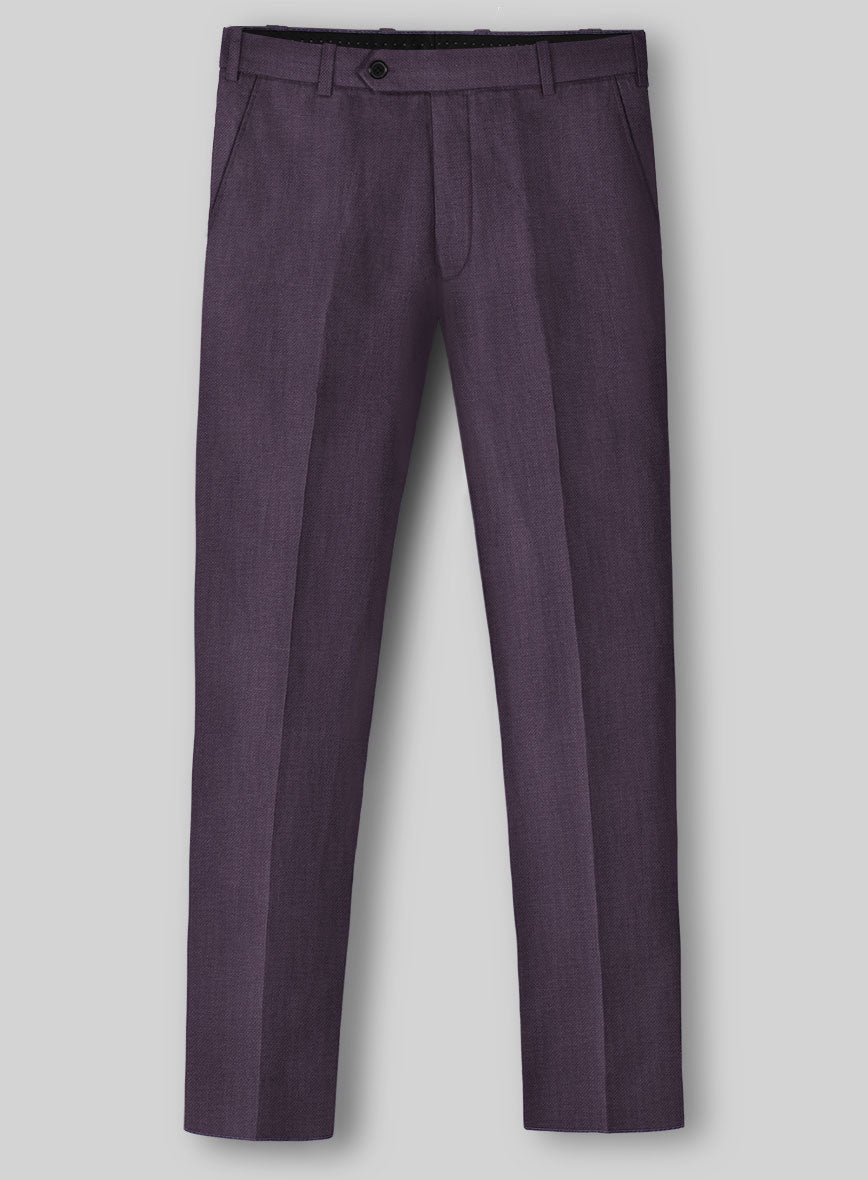 Solbiati Art Du Lin Dark Lavender Linen Pants - StudioSuits