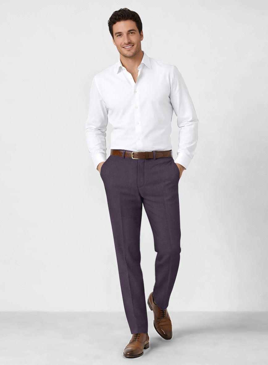 Solbiati Art Du Lin Dark Lavender Linen Pants - StudioSuits