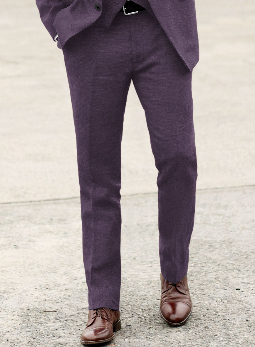 Solbiati Art Du Lin Dark Lavender Linen Pants - StudioSuits