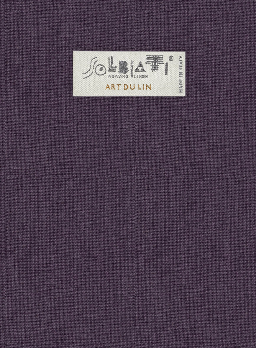 Solbiati Art Du Lin Dark Lavender Linen Pants - StudioSuits