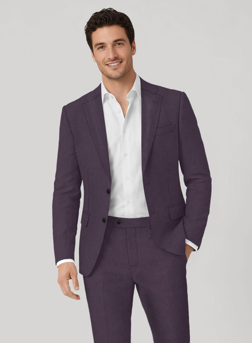 Solbiati Art Du Lin Dark Lavender Linen Suit - StudioSuits