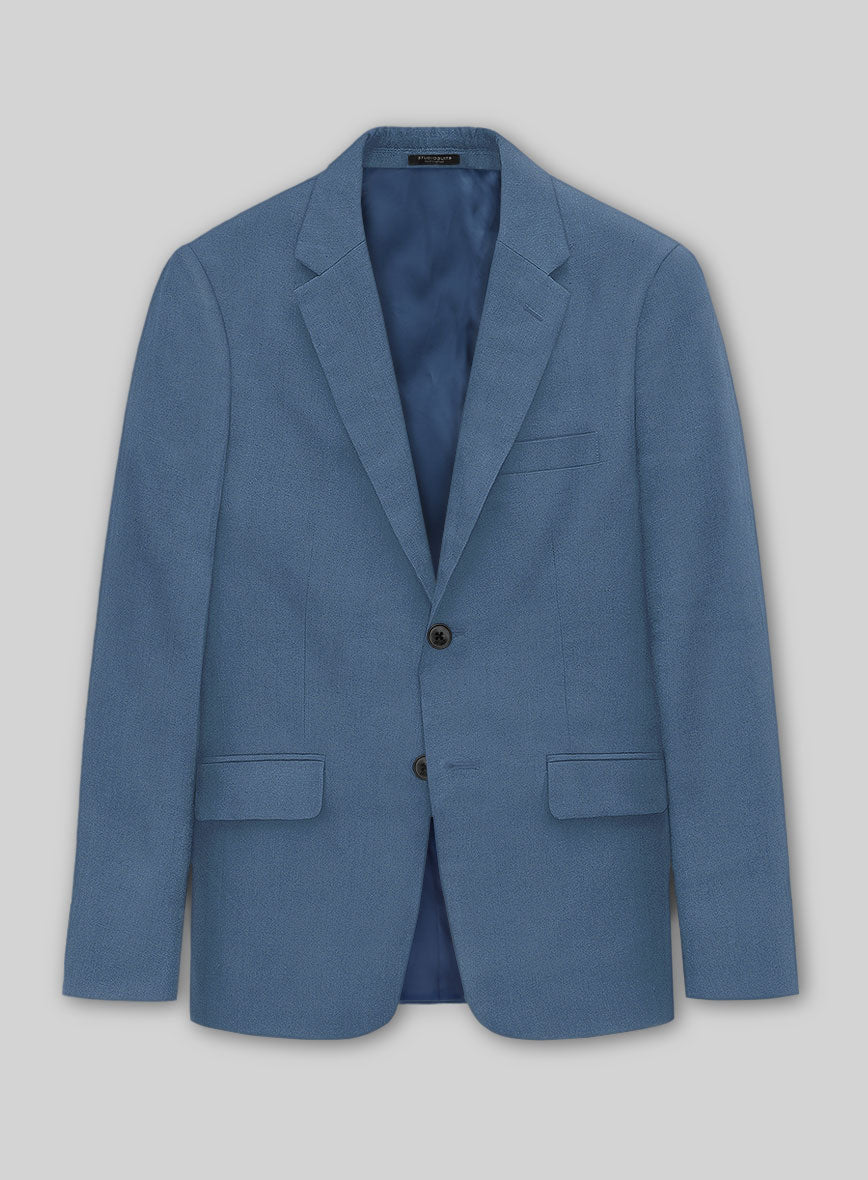 Solbiati Art Du Lin Dark Pastel Blue Linen Jacket - StudioSuits