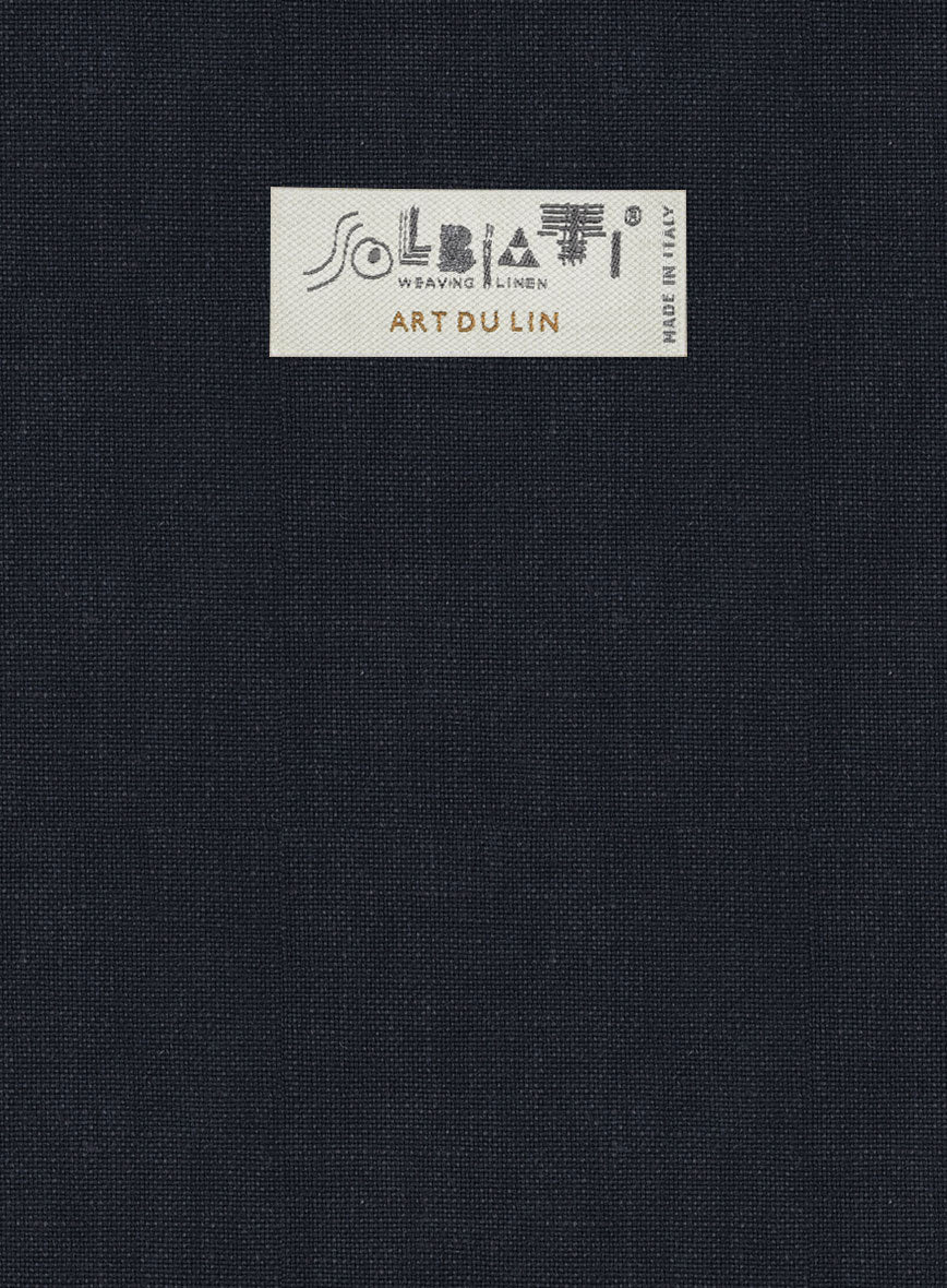 Solbiati Art Du Lin Deep Blue Linen Pants - StudioSuits