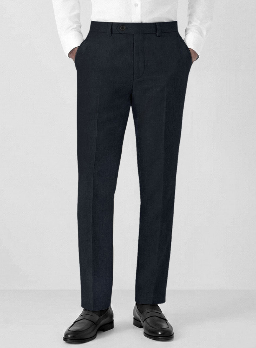 Solbiati Art Du Lin Deep Blue Linen Pants - StudioSuits