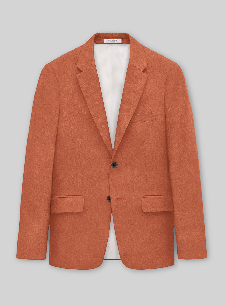 Solbiati Art Du Lin Deep Orange Linen Jacket - StudioSuits