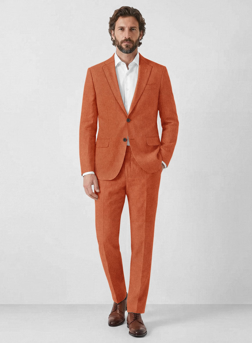 Solbiati Art Du Lin Deep Orange Linen Suit - StudioSuits