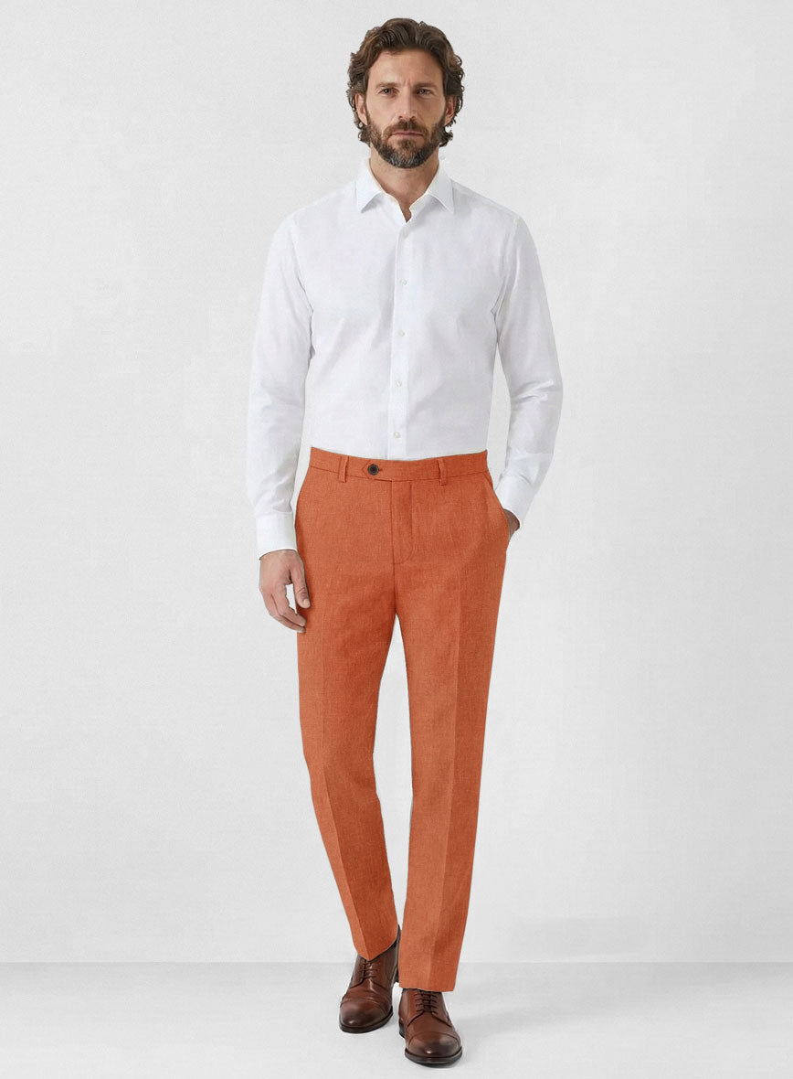 Solbiati Art Du Lin Deep Orange Linen Suit - StudioSuits