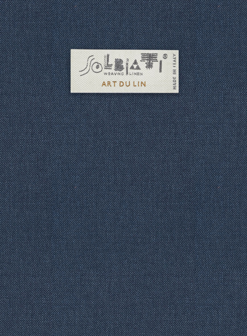 Solbiati Art Du Lin Ebony Blue Linen Jacket - StudioSuits