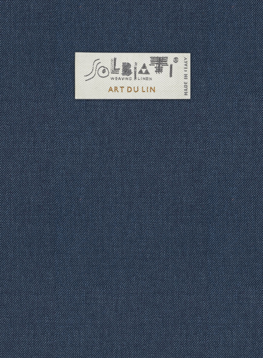 Solbiati Art Du Lin Ebony Blue Linen Jacket - StudioSuits