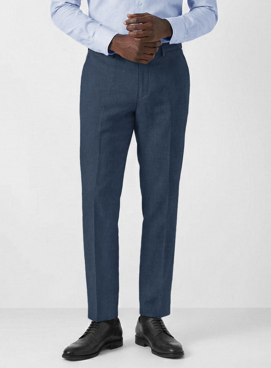 Solbiati Art Du Lin Ebony Blue Linen Pants - StudioSuits