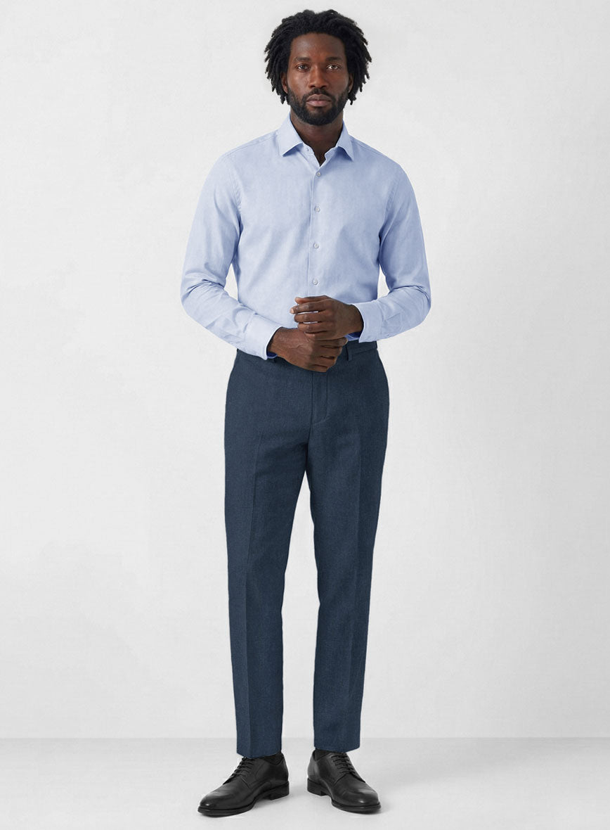 Solbiati Art Du Lin Ebony Blue Linen Pants - StudioSuits