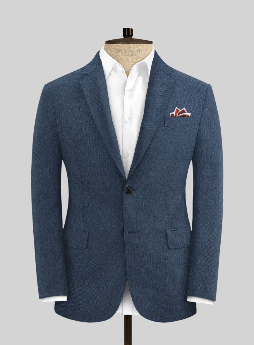Solbiati Art Du Lin Ebony Blue Linen Suit - StudioSuits