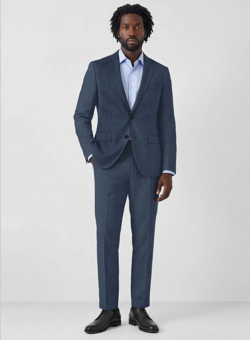 Solbiati Art Du Lin Ebony Blue Linen Suit - StudioSuits
