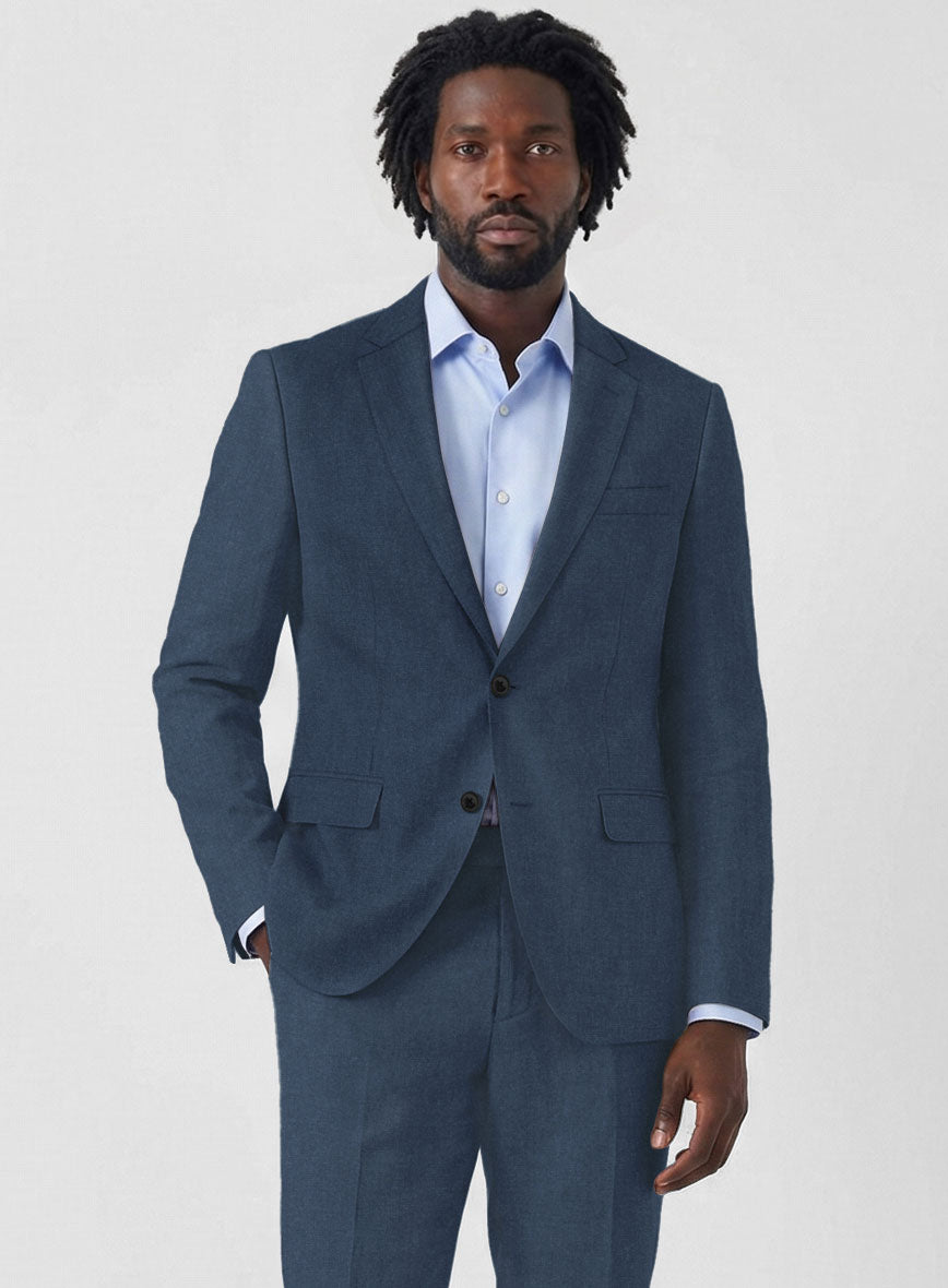 Solbiati Art Du Lin Ebony Blue Linen Suit - StudioSuits