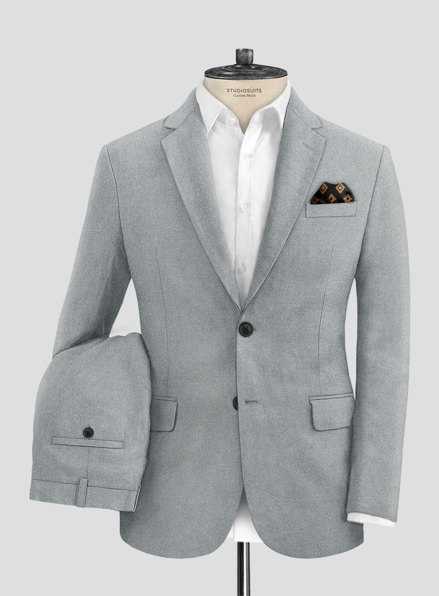 Solbiati Art Du Lin Blue Gray Linen Suit - StudioSuits