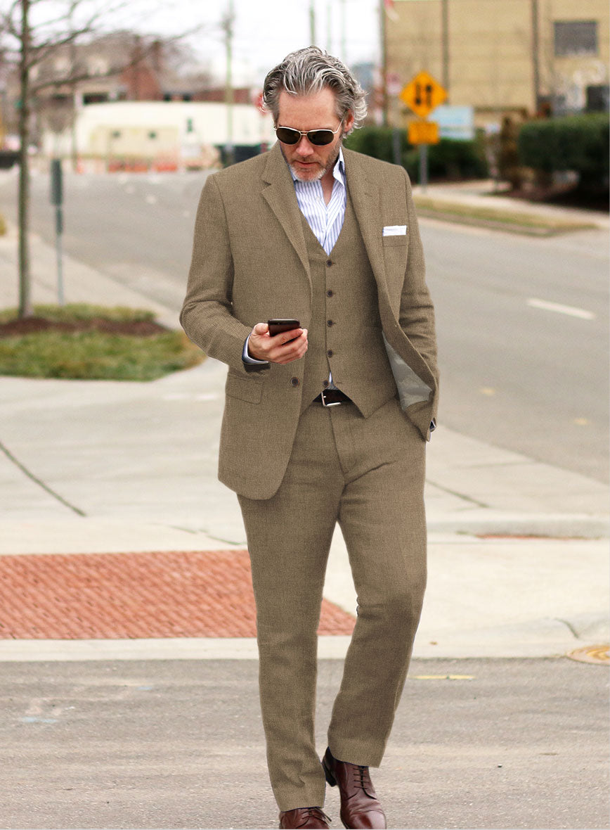 Solbiati Art Du Lin Hazel Brown Linen Suit - StudioSuits