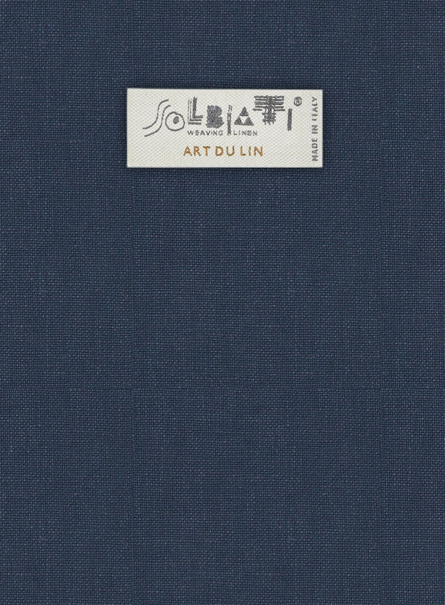 Solbiati Art Du Lin Indigo Blue Linen Pants - StudioSuits