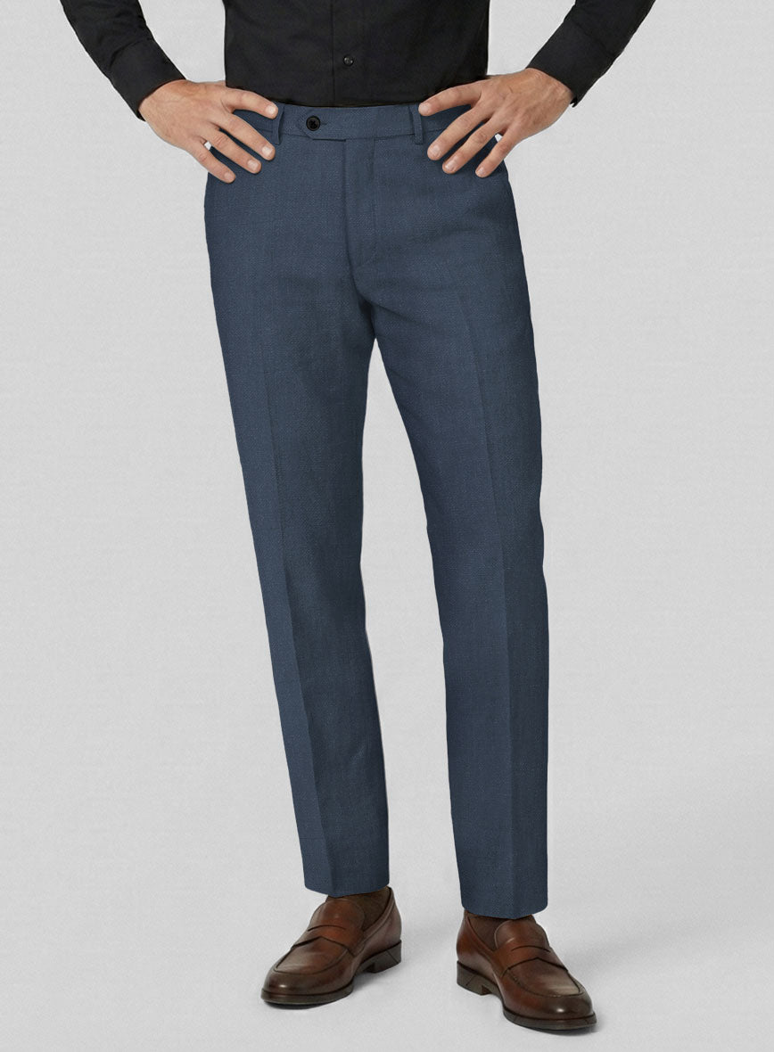 Solbiati Art Du Lin Indigo Blue Linen Pants - StudioSuits