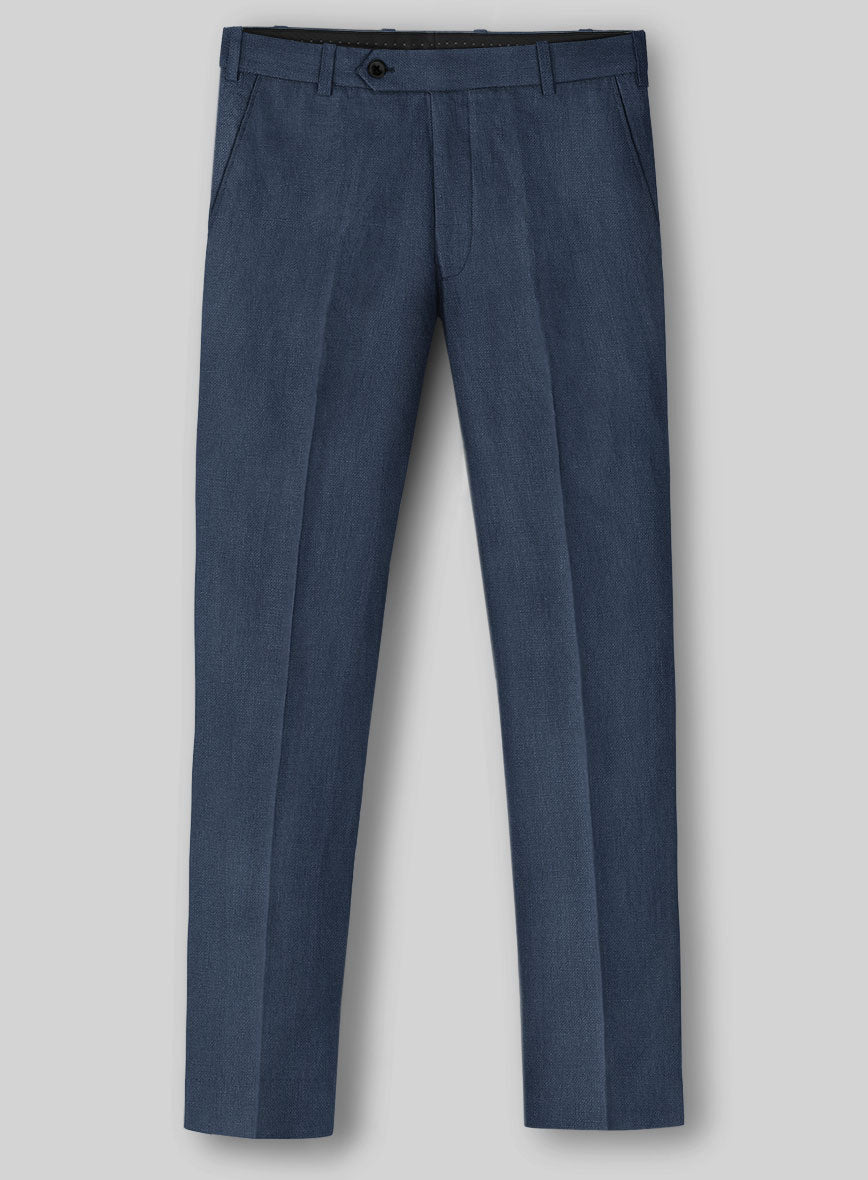 Solbiati Art Du Lin Indigo Blue Linen Pants - StudioSuits