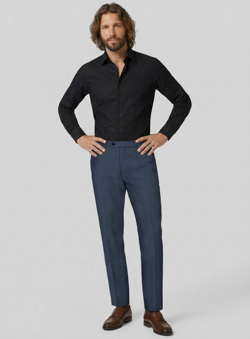 Solbiati Art Du Lin Indigo Blue Linen Pants - StudioSuits