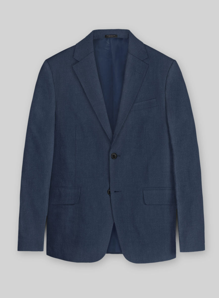 Solbiati Art Du Lin Indigo Blue Linen Jacket - StudioSuits