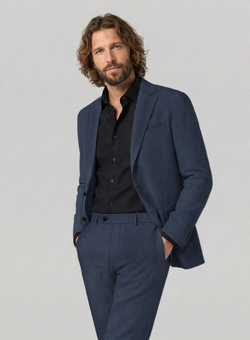 Solbiati Art Du Lin Indigo Blue Linen Jacket - StudioSuits