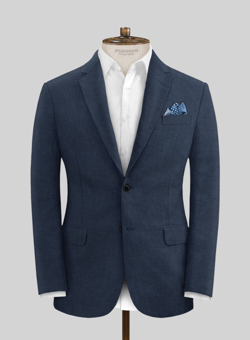 Solbiati Art Du Lin Indigo Blue Linen Jacket - StudioSuits
