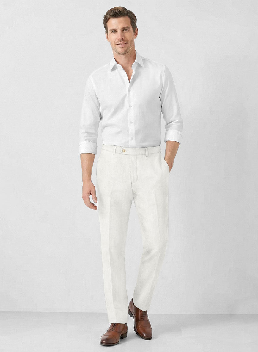 Solbiati Art Du Lin Ivory Linen Pants - StudioSuits