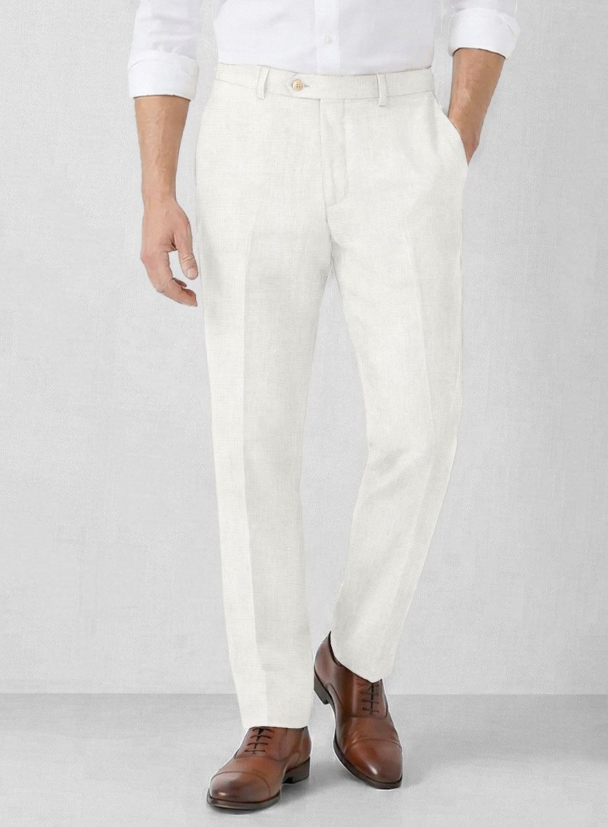 Solbiati Art Du Lin Ivory Linen Pants - StudioSuits