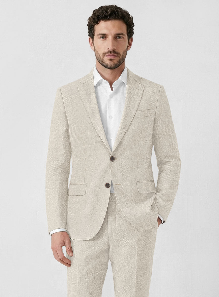 Solbiati Art Du Lin Light Beige Linen Jacket - StudioSuits
