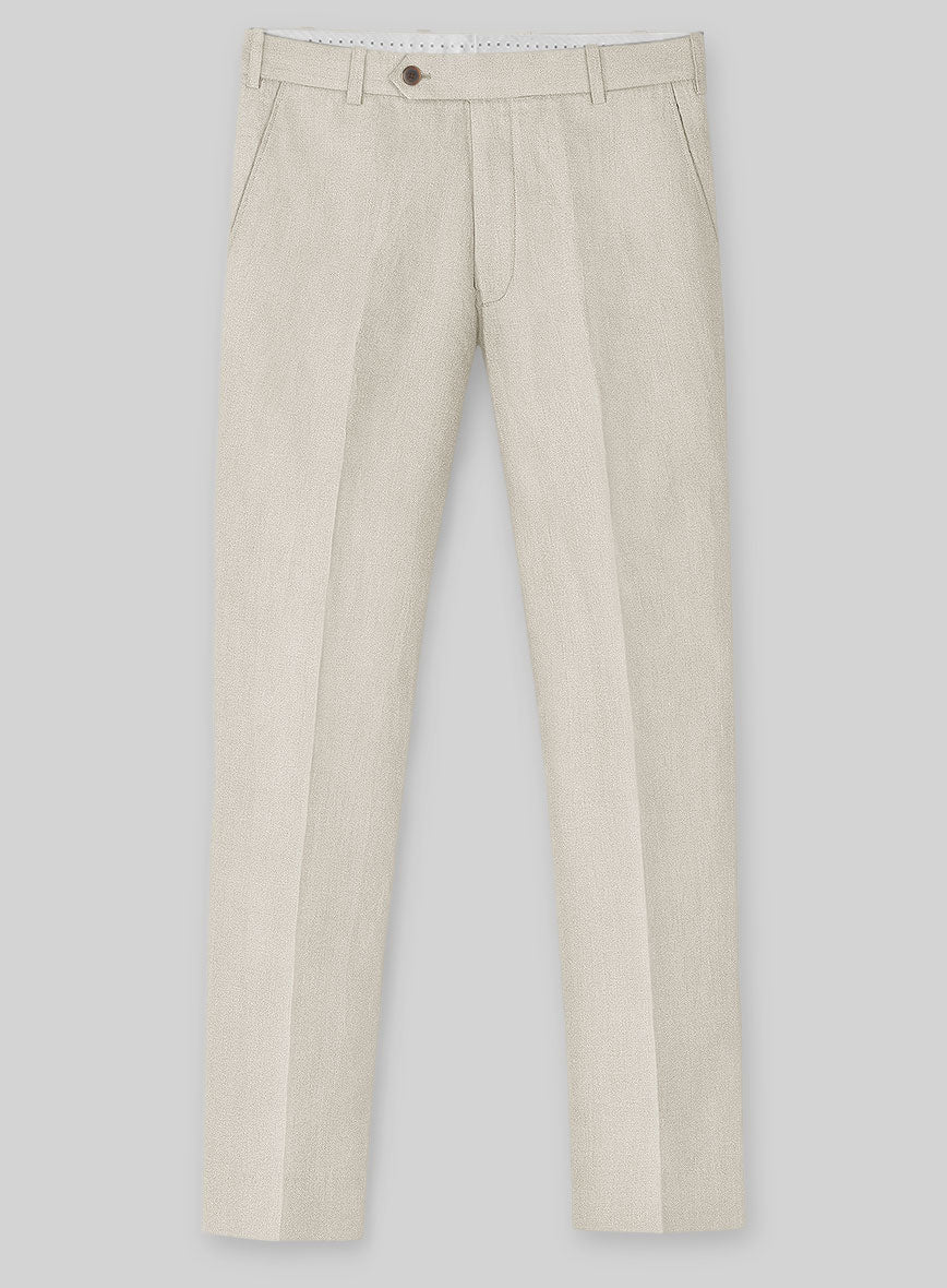 Solbiati Art Du Lin Light Beige Linen Pants - StudioSuits