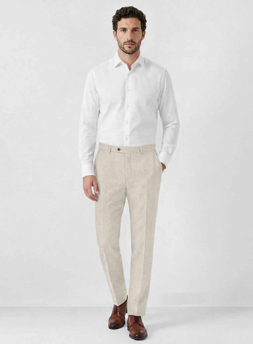 Solbiati Art Du Lin Light Beige Linen Pants - StudioSuits