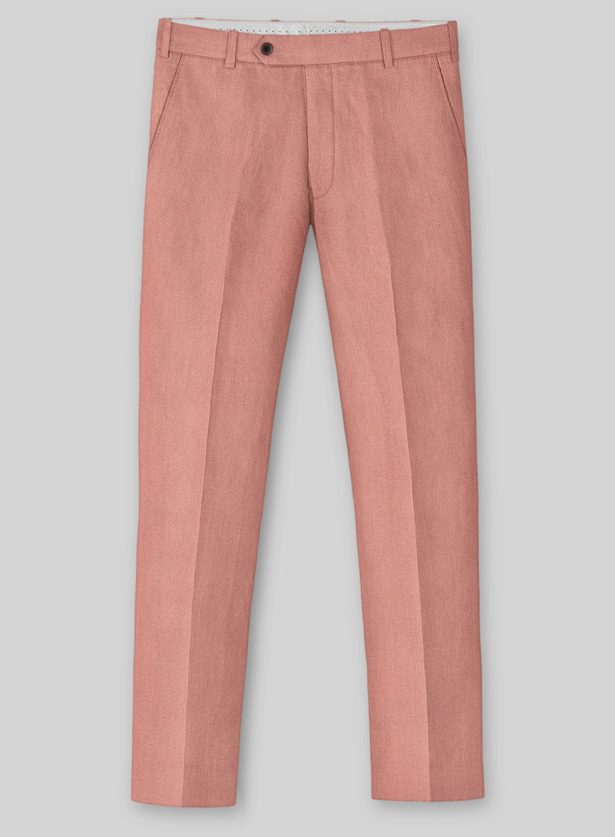 Solbiati Art Du Lin Light Melon Linen Pants - StudioSuits