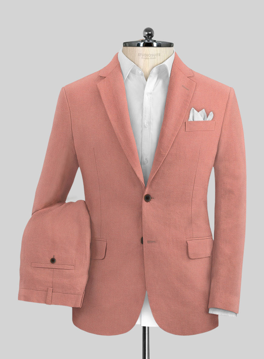 Solbiati Art Du Lin Light Melon Linen Suit - StudioSuits